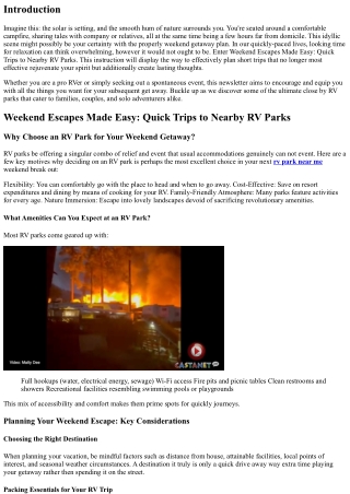 Weekend Escapes Made Easy: Quick Trips to Nearby RV Parks