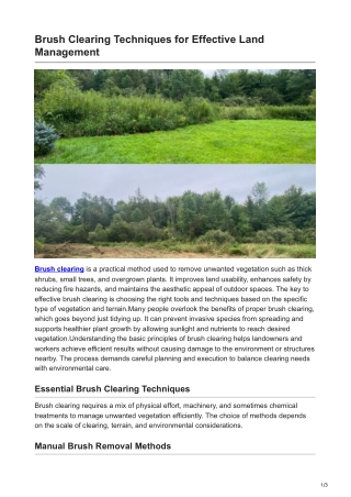 Brush Clearing Techniques for Effective Land Management