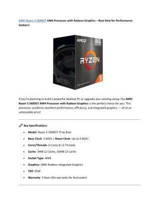 AMD Ryzen 5 5600GT AM4 Processor with Radeon Graphics (1)