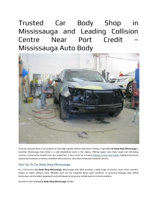 Trusted Car Body Shop in Mississauga and Leading Collision Centre Near Port Credit – Mississauga Auto Body