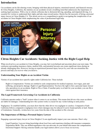 Citrus Heights Car Accidents: Seeking Justice with the Right Legal Help