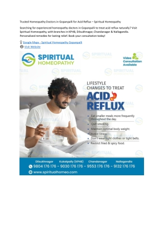 Trusted Homeopathy Doctors in Gopanpalli for Acid Reflux