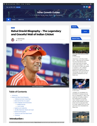 Rahul Dravid Biography – The Legendary and Graceful Wall of Indian Cricket