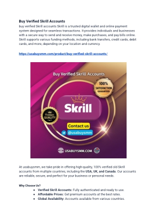 Buy Verified Skrill Accounts for Sale Nepal – 100% Safe & Trusted