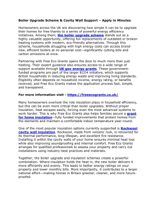 Boiler Upgrade Scheme & Cavity Wall Support – Apply in Minutes