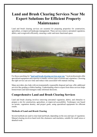 Land and Brush Clearing Services Near Me Expert Solutions for Efficient Property Maintenance