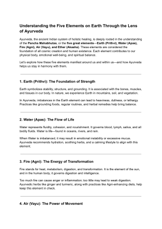 Understanding the Five Elements on Earth Through the Lens of Ayurveda