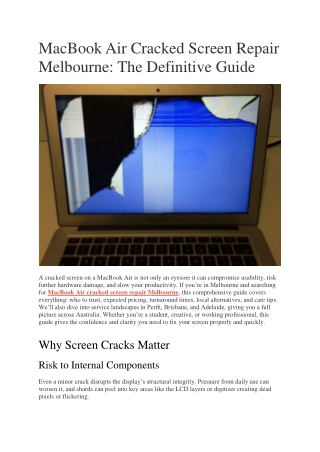 MacBook Air Cracked Screen Repair Melbourne