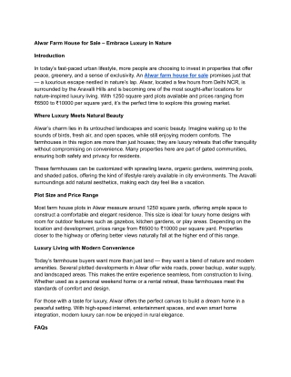 Alwar Farm House for Sale – Embrace Luxury in Nature