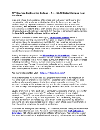 RIT Roorkee Engineering College – A   NAAC Rated Campus Near Haridwar