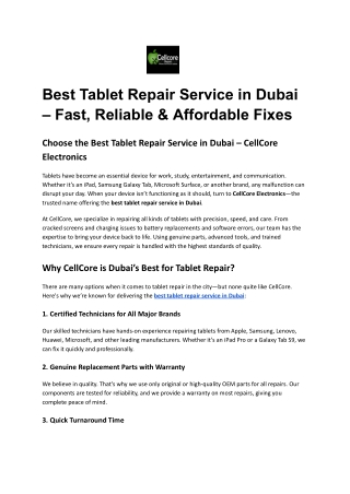 Best Tablet Repair Service in Dubai – Fast, Reliable & Affordable Fixes