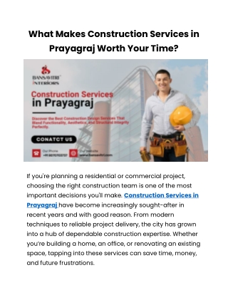 Affordable Construction Services in Prayagraj Today
