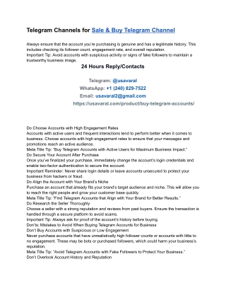 Telegram Channels for Sale & Buy Telegram Channel