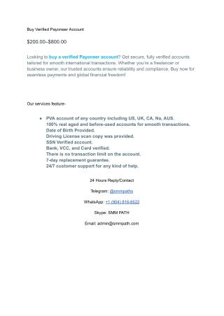 B-u-y Verified Payoneer Account