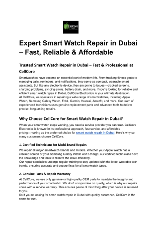Expert Smart Watch Repair in Dubai – Fast, Reliable & Affordable