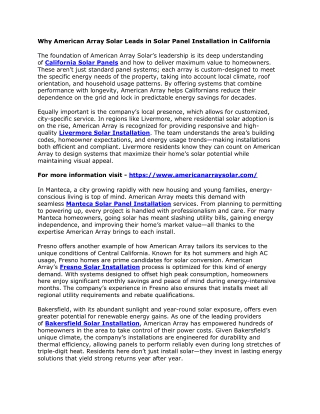 Why American Array Solar Leads in Solar Panel Installation in California