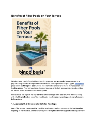 Benefits of Fiber Pools on Your Terrace