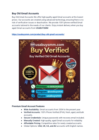 Best Place to Buy Old Gmail Accounts in USA