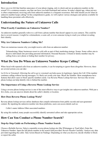 “What Do You Do When an Unknown Number Keeps Calling?”