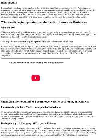 Unlocking the Potential of Ecommerce web optimization in Kelowna