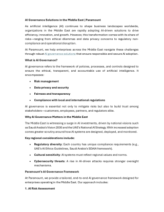 AI Governance Solutions in the Middle East Paramount
