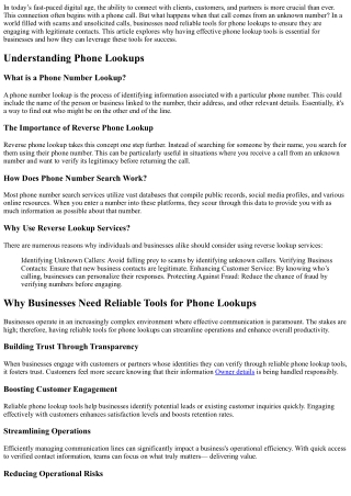 Why Businesses Need Reliable Tools for Phone Lookups