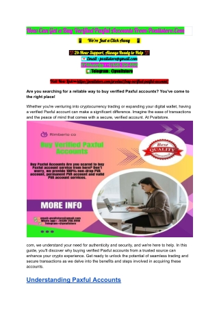 How Can Get a Buy Verified Paxful Accounts From-Pvaitstore