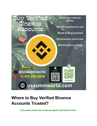 Where to Buy Verified Binance Accounts Trusted_