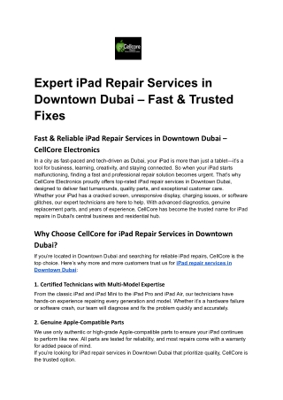 Expert iPad Repair Services in Downtown Dubai – Fast & Trusted Fixes
