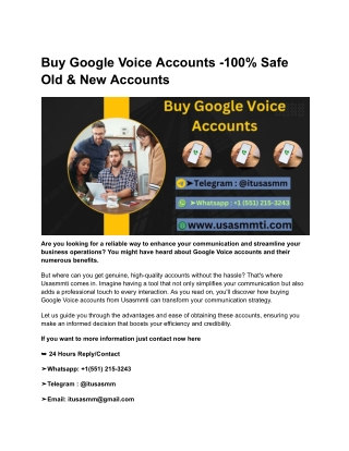 Buy Google Voice Accounts -100% Safe Old & New Accounts
