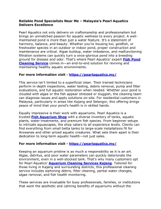 Reliable Pond Specialists Near Me – Malaysia’s Pearl Aquatics Delivers Excellence