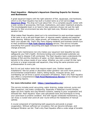 Pearl Aquatics - Malaysia’s Aquarium Cleaning Experts for Homes and Businesses