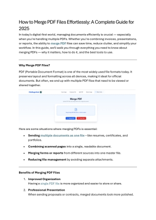 How to Merge PDF Files Effortlessly A Complete Guide for 2025
