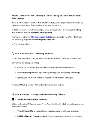 Beyond Clicks How a PPC Company in Dubai Can Help You Build a Full-Funnel Sales Strategy