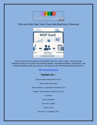 Point-and-Click Data Tools  Easy Data Matching & Cleansing