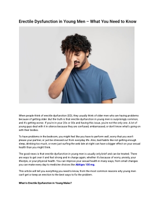 Erectile Dysfunction in Young Men – What You Need to Know