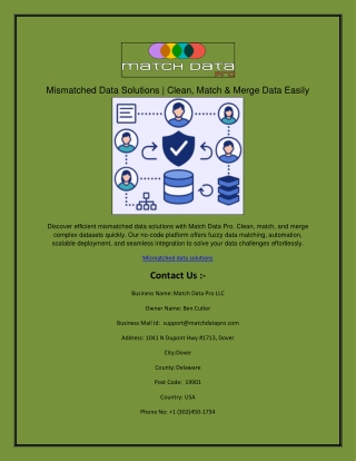 Mismatched Data Solutions  Clean, Match & Merge Data Easily
