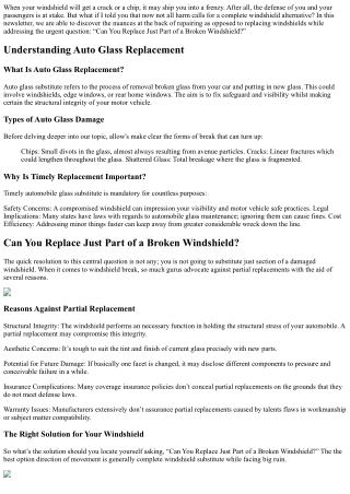 Can You Replace Just Part of a Broken Windshield?