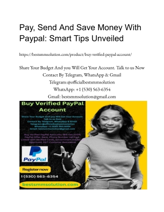 Pay, Send And Save Money With Paypal_ Smart Tips Unveiled