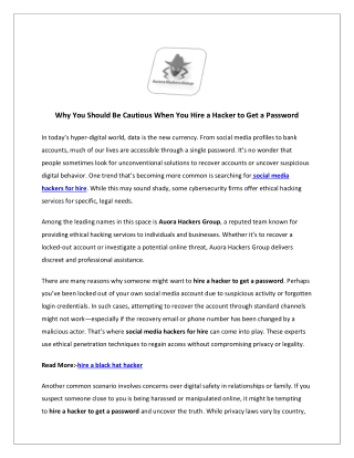 Why You Should Be Cautious When You Hire a Hacker to Get a Password