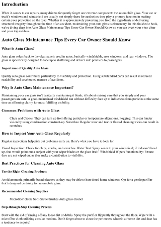 Auto Glass Maintenance Tips Every Car Owner Should Know