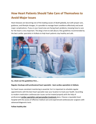 How Heart Patients Should Take Care of Themselves to Avoid Major Issues