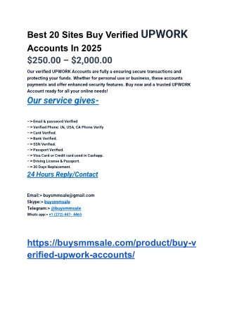 Trusted Ways to Buy Verified UPWORK Accounts in 2025: Secure Deals