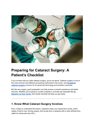 Preparing for Cataract Surgery_ A Patient’s Checklist
