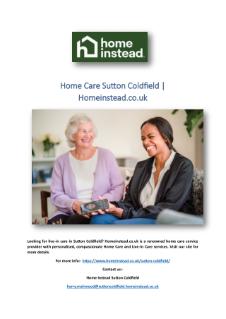 Home Care Sutton Coldfield | Homeinstead.co.uk
