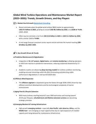 Global Wind Turbine Operations and Maintenance