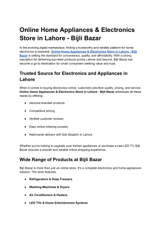 Online Home Appliances & Electronics Store in Lahore - Bijli Bazar (7)