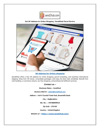 Get UK Address for Online Shopping | Send2Hub Parcel Service