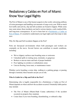 Resbalones y Caídas en Port of Miami Know Your Legal Rights