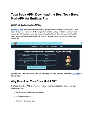 Toca Boca APK_ Download the Best Toca Boca Mod APK for Endless Fun